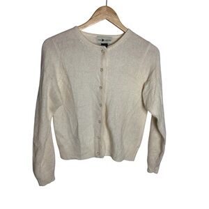 Y2K The Limited cream angora rabbit fur & nylon button front fuzzy sweater